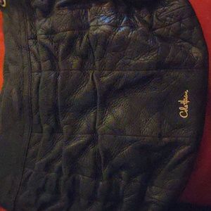 Black leather full zip Cole Haan purse